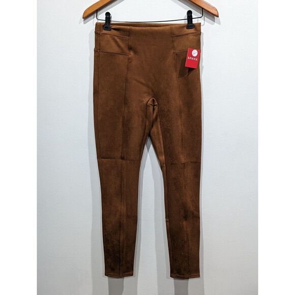 New! SPANX Rich Caramel High Waist Faux Suede Leggings, SP - Picture 5 of 9